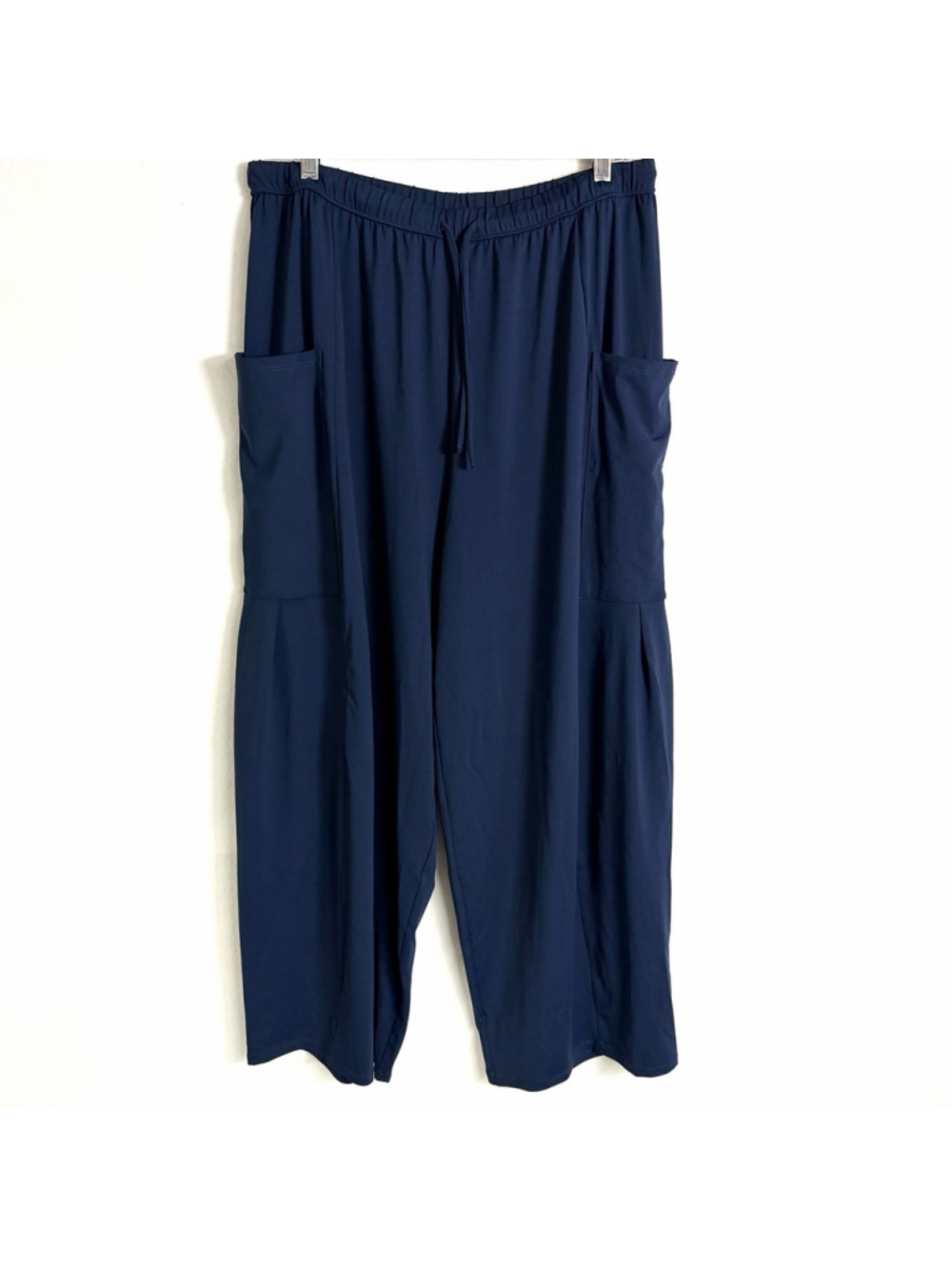 Halara Wide Leg Palazzo Pants Womens L Navy High Rise Drawstring Stretch